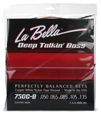 La Bella 750C-B Deep Talkin' Bass Copper White Nylon Tapewound Bass Guitar Strings - .050-.135 Light 5-string