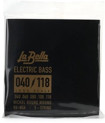 La Bella RX-N5A Rx Nickel Roundwound Bass Guitar Strings - .040-.118 Long Scale 5-string