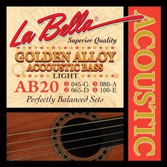 La Bella AB20 Golden Alloy Acoustic Bass Guitar Strings - .045-.100 Light