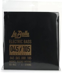 La Bella RX-N4C Rx Nickel Roundwound Bass Guitar Strings - .045-.105 Long Scale 4-string