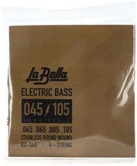 La Bella RX-S4D Rx Stainless Roundwound Bass Guitar Strings - .045-.105 Long Scale 4-string