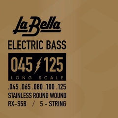 La Bella RX-S5B Rx Stainless Roundwound Bass Guitar Strings - .045-.125 Long Scale 5-string