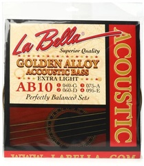 La Bella AB10 Golden Alloy Acoustic Bass Guitar Strings - .040-.095 Extra Light
