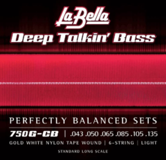 La Bella 750G-CB Deep Talkin' Bass Gold White Nylon Tapewound - .043-.135 Light 6-string