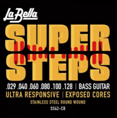 La Bella SS42-CB Super Steps Bass Electric Bass Guitar Strings - .029-.128 Custom Light 6-string