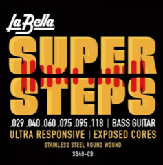 La Bella SS40-CB Super Steps Electric Bass Guitar Strings - .029-.118 Extra Light 6-string