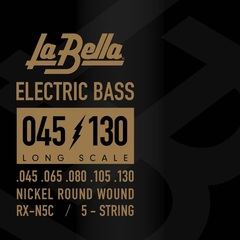 La Bella RX-N5C Rx Nickel Roundwound Bass Guitar Strings - .045-.130 Long Scale 5-string