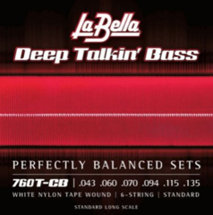 La Bella 760T-CB Deep Talkin' Bass White Nylon Tapewound Bass Guitar Strings - .043-.135 6-string