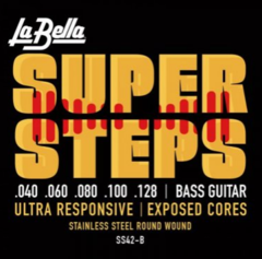 La Bella SS42-B Super Steps Electric Bass Guitar Strings - .40-.128 Custom Light 5-string
