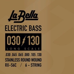 La Bella RX-S6C Rx Stainless Roundwound Bass Guitar Strings - .030-.130 Long Scale 6-string
