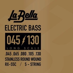 La Bella RX-S5C Rx Stainless Roundwound Bass Guitar Strings - .045-.130 Long Scale 5-string