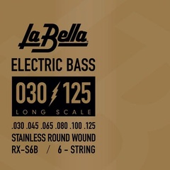 La Bella RX-S6B Rx Stainless Roundwound Bass Guitar Strings - .030-.125 Long Scale 6-string