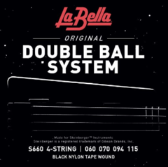 La Bella S660 Double Ball Black Nylon Tapewound Bass Guitar Strings - .060-.115 Light 4-string