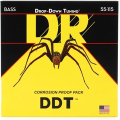 DR Strings DDT-55 Drop-Down Tuning Stainless Steel Bass Guitar Strings - .055-.115 Heavier