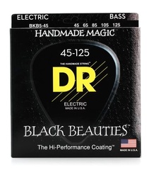 DR Strings BKB5-45 Black Beauties Coated Steel Bass Guitar Strings - .045-.125 Medium 5-string