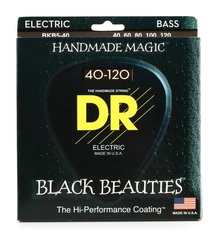 DR Strings BKB5-40 Black Beauties Coated Steel Bass Guitar Strings - .040-.120 Light 5-string