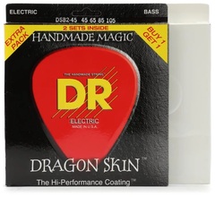 DR Strings DSB-2/45 Dragon Skin Coated Bass Guitar Strings - .045-.105 Medium (2-pack)