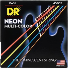 DR Strings NMCB-45 Hi-Def Neon Multi-Color K3 Coated Bass Guitar Strings - .045-.105 Medium