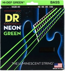 DR Strings NGB-40 Hi-Def Neon Green K3 Coated Bass Guitar Strings - .040-.100 Light