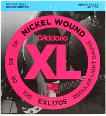 D'Addario EXL170S Nickel Wound Bass Guitar Strings - .045-.100 Regular Light Short Scale