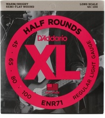 D'Addario ENR71 Semi-Flatwound Bass Guitar Strings - .045-.100 Regular Light Long Scale