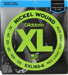 D'Addario EXL165-6 Nickel Wound Bass Guitar Strings - .032-.135 Regular Light Top/Medium Bottom Long Scale 6-string