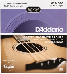 D'Addario EXPPBB190GS Taylor GS Mini Coated Phosphor Bronze Acoustic Bass Guitar Strings - .037-.090 Custom Light 23.5 inch Scale