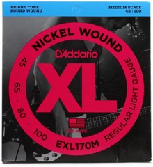 D'Addario EXL170M Nickel Wound Bass Guitar Strings - .045-.100 Regular Light Medium Scale