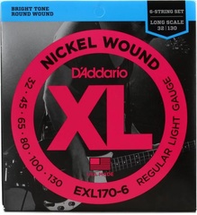 D'Addario EXL170-6 Nickel Wound Bass Guitar Strings - .032-.130 Regular Light Long Scale 6-string