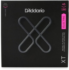 D'Addario XTB45130 XT Nickel Plated Steel Bass Guitar Strings - .045-.130 Regular Light Long Scale 5-string