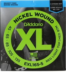 D'Addario EXL165-5 Nickel Wound Bass Guitar Strings - .045-.135 Regular Light Top/Medium Bottom Long Scale 5-string