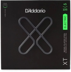 D'Addario XTB45105 XT Nickel Plated Steel Bass Guitar Strings - .045-.105 Light Top/Medium Bottom Long Scale 4-string