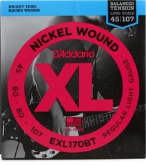 D'Addario EXL170BT Balanced Tension Nickel Wound Bass Guitar Strings - .045-.107 Regular Light Long Scale