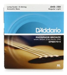 D'Addario EPBB170-5 Phosphor Bronze Acoustic Bass Guitar Strings - .045-.130 Regular Light Long Scale 5-string