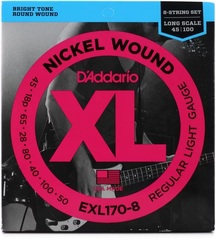 D'Addario EXL170-8 Nickel Wound Bass Guitar Strings - .045-.100 Regular Light Long Scale 8-string
