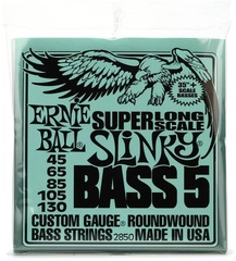 Ernie Ball 2850 Super Long Scale Slinky Nickel Wound Electric Bass Guitar Strings - .045-.130 5-string