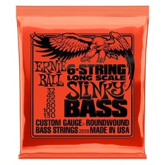 Ernie Ball 2838 Slinky Nickel Wound Electric Bass Guitar Strings - .032-.130 Long Scale 6-string