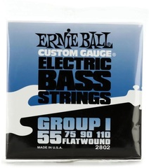 Ernie Ball EB2802 Flatwound Group I Electric Bass Strings - .055-.110