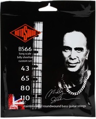 Rotosound BS66 Swing Bass 66 Billy Sheehan Custom Stainless Steel Roundwound Bass Guitar Strings - .043-.110 Medium Long Scale 4-string