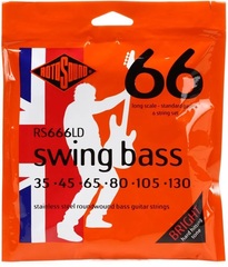 Rotosound RS666LD Swing Bass 66 Stainless Steel Roundwound Bass Guitar Strings - .035-.130 Standard Long Scale 6-string