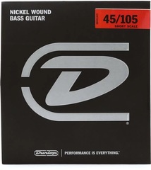 Dunlop DBN45105S Nickel Wound Bass Guitar Strings - .045-.105 Short Scale 4-string