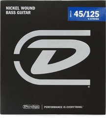 Dunlop DBN45125 Nickel Wound Steel Bass Guitar Strings - .045-.125 Medium 5-string