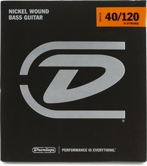 Dunlop DBN40120 Nickel Wound Steel Bass Guitar Strings - .040-.120 Light 5-string