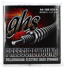 GHS M7200-5 Pressurewound Rollerwound Electric Bass Guitar Strings - .044-.128 Medium 5-string