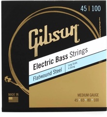Gibson Accessories SBG-FWLS12 Flatwound Electric Bass Guitar Strings - .045-.100 Medium Long Scale