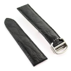 Cartier Set 20 x 18 mm Black Genuine Alligator Strap + Folding Clasp