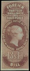 Ceylon 1862 Revenue Foreign Bill: 1862 13s4d purple-brown Mint