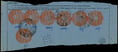 Ceylon 1974 Revenue Third Issue Embossed Revenue 2245r high franking piece