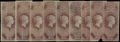 Ceylon 1862 Revenue Foreign Bill: Perkins Bacon 1862 2d to 6s8d mint short set