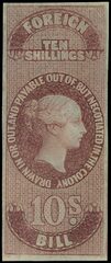 Ceylon 1862 Revenue Foreign Bill: 1862 10s purple-brown Mint
